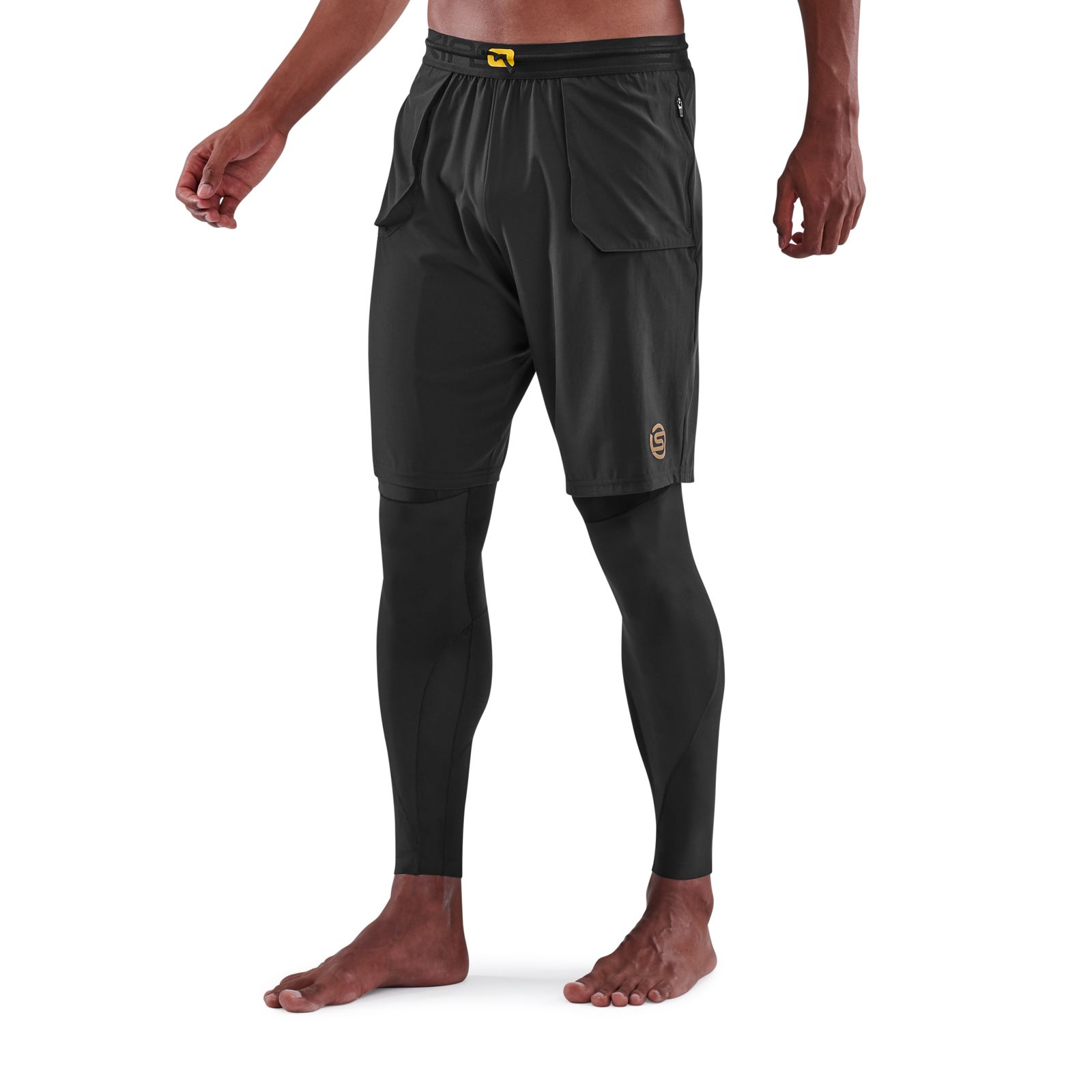 SKINS SERIES-5 MEN'S TRAVEL AND RECOVERY LONG TIGHTS BLACK