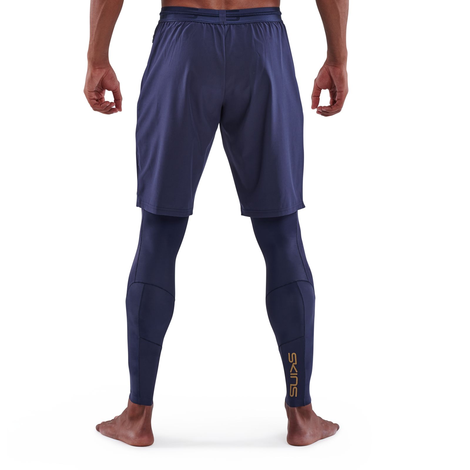 SKINS SERIES-5 MEN'S TRAVEL AND RECOVERY LONG TIGHTS NAVY BLUE - SKINS  Compression USA