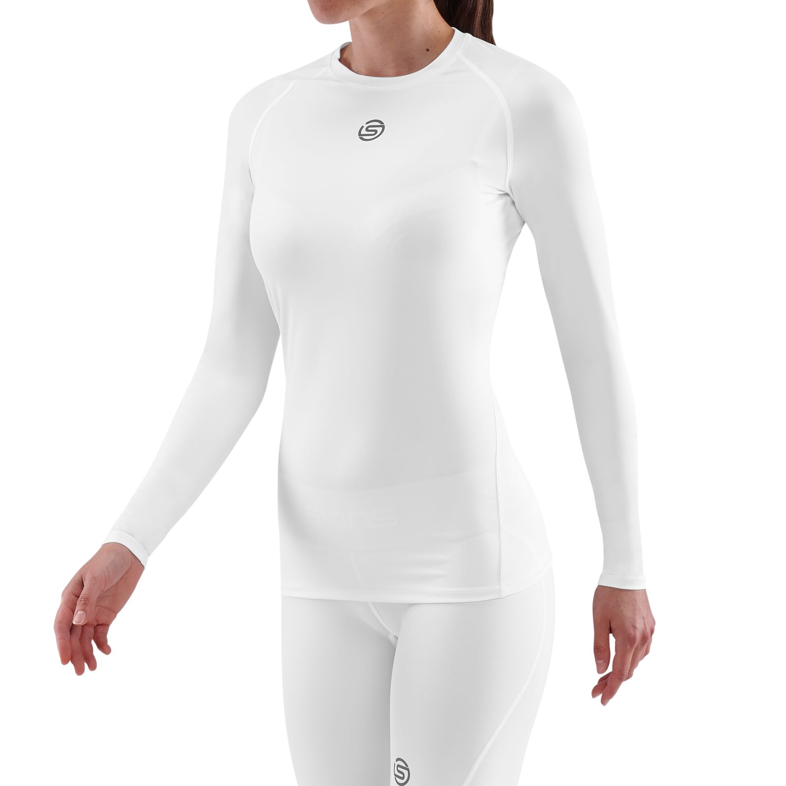 SKINS DNAMIC WOMEN COMPRESSION LONG SLEEVE TOP - BLACK/LIMONCELLO