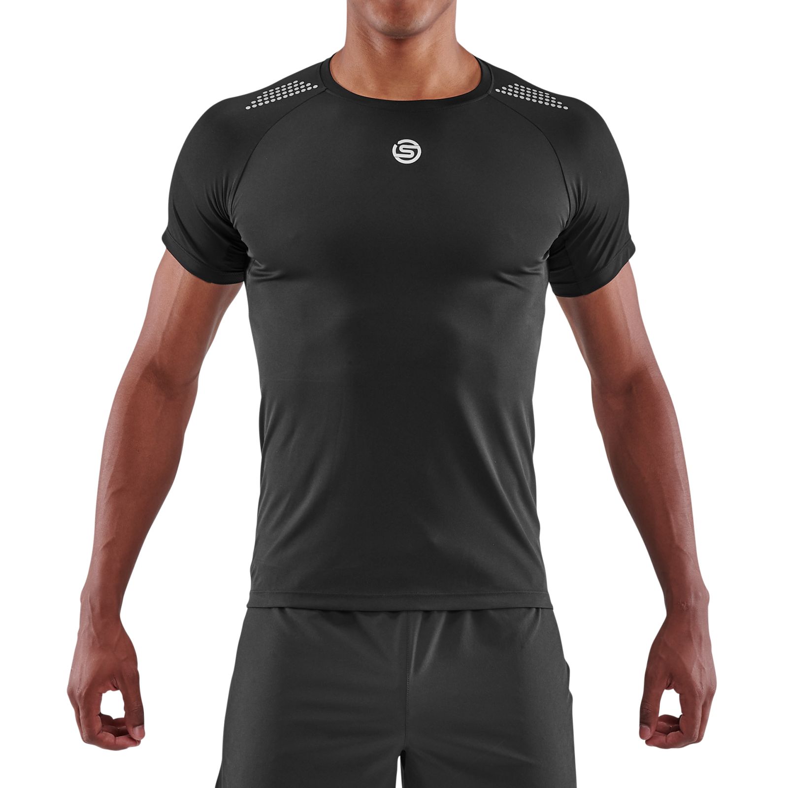 SALE  SKINS A400 MEN'S COMPRESSION SHORT SLEEVE TOP (BLACK/YELLOW