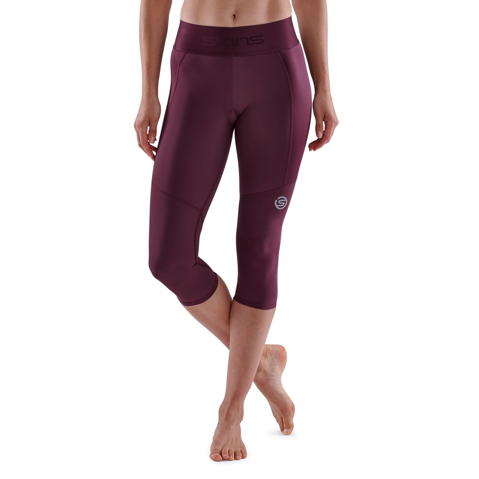 SKINS SERIES-3 WOMEN'S THERMAL 3/4 TIGHTS BURGUNDY - SKINS Compression USA