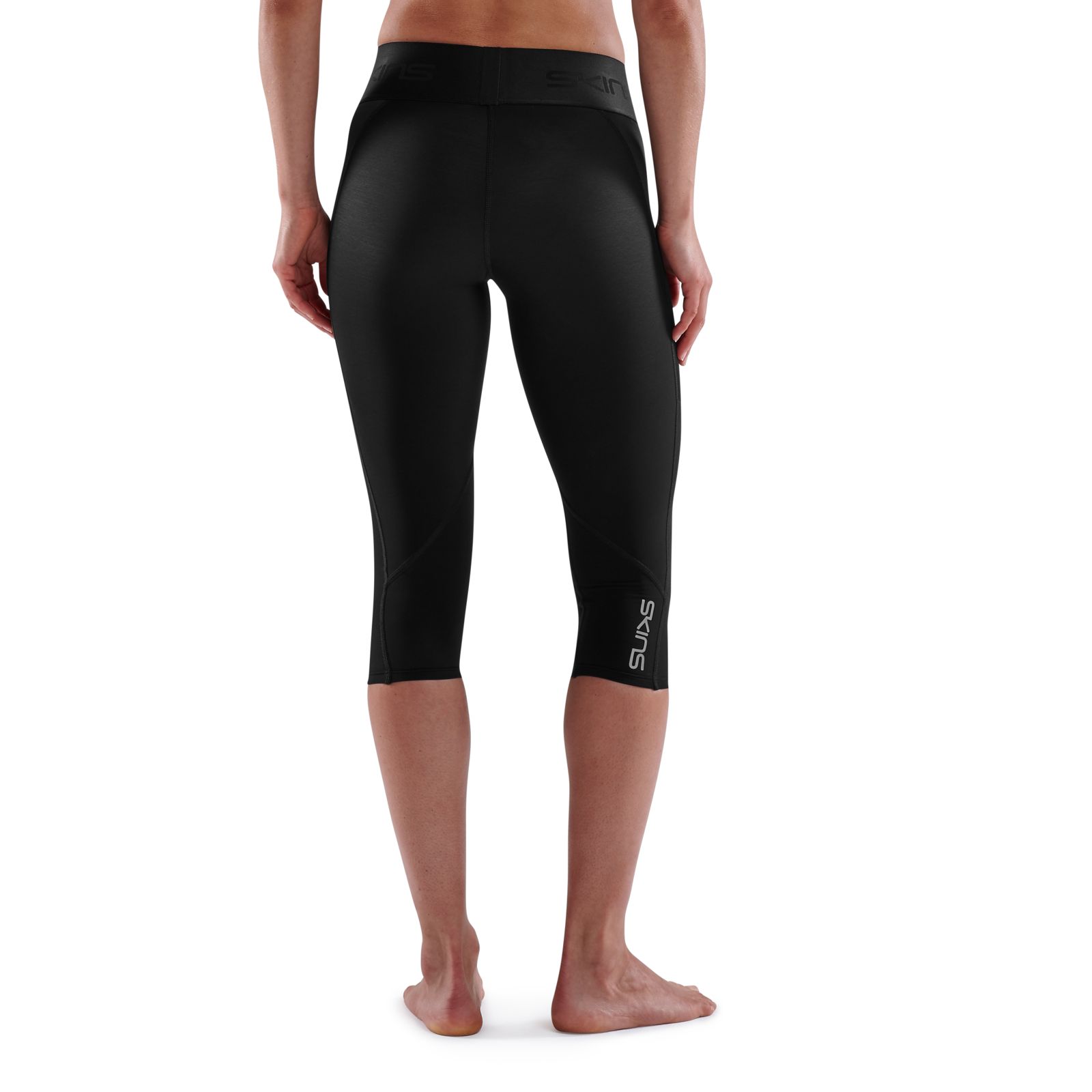 Skins A400 Womens Compression 3/4 Tights (Black/Gold) - Olympus Sports